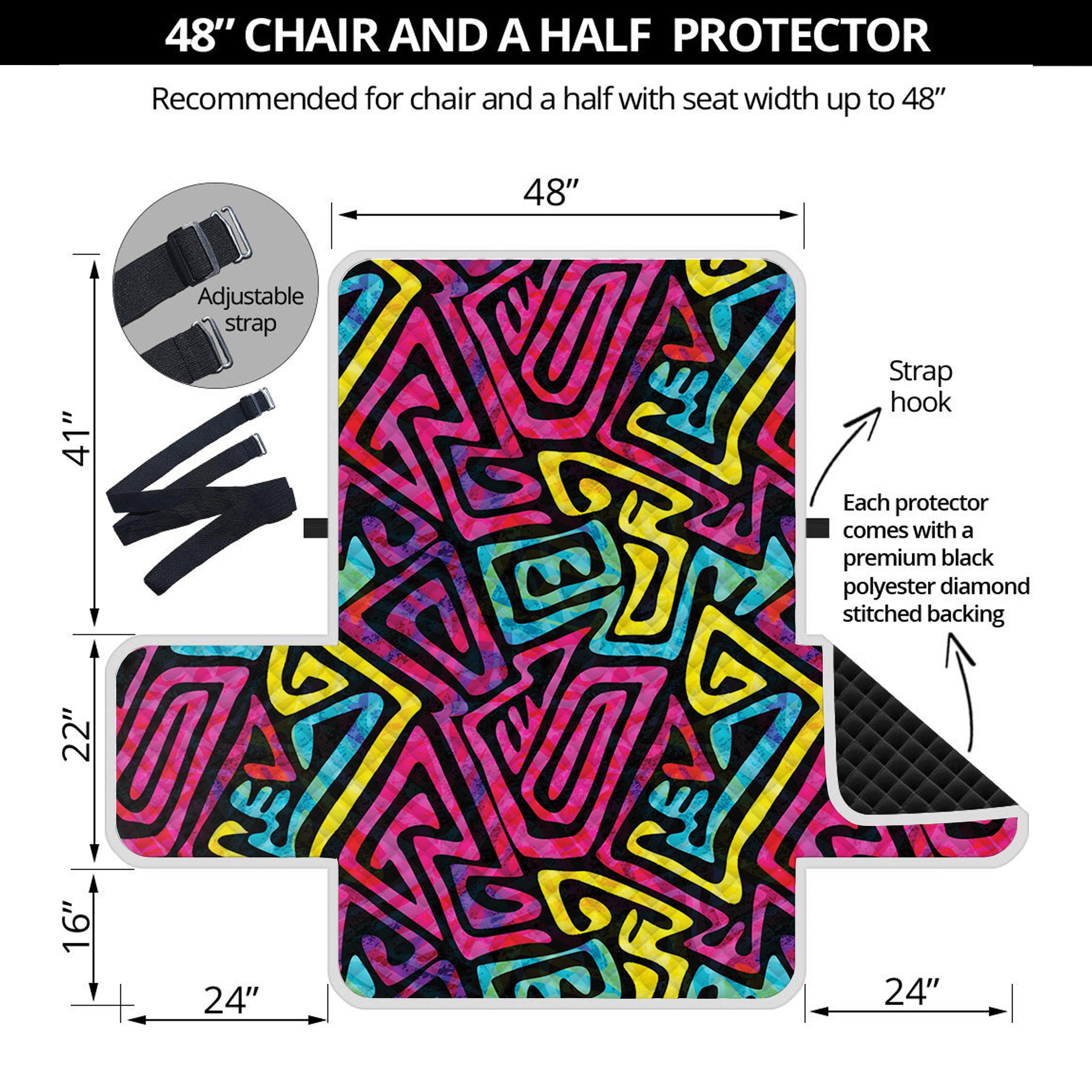 Psychedelic Funky Pattern Print Half Sofa Protector