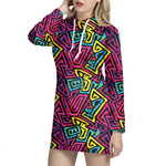 Psychedelic Funky Pattern Print Hoodie Dress