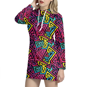 Psychedelic Funky Pattern Print Hoodie Dress