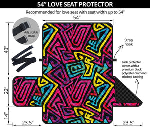 Psychedelic Funky Pattern Print Loveseat Protector