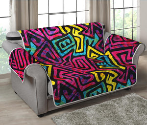 Psychedelic Funky Pattern Print Loveseat Protector