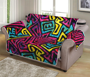 Psychedelic Funky Pattern Print Loveseat Protector