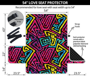 Psychedelic Funky Pattern Print Loveseat Protector