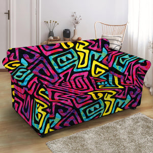 Psychedelic Funky Pattern Print Loveseat Slipcover