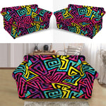 Psychedelic Funky Pattern Print Loveseat Slipcover