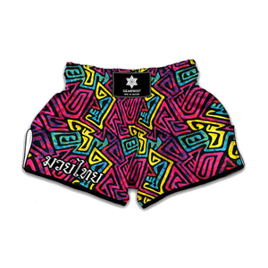 Psychedelic Funky Pattern Print Muay Thai Boxing Shorts