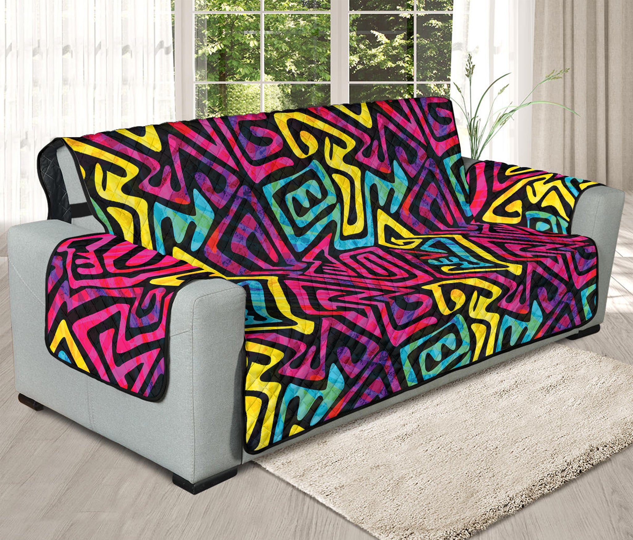 Psychedelic Funky Pattern Print Oversized Sofa Protector