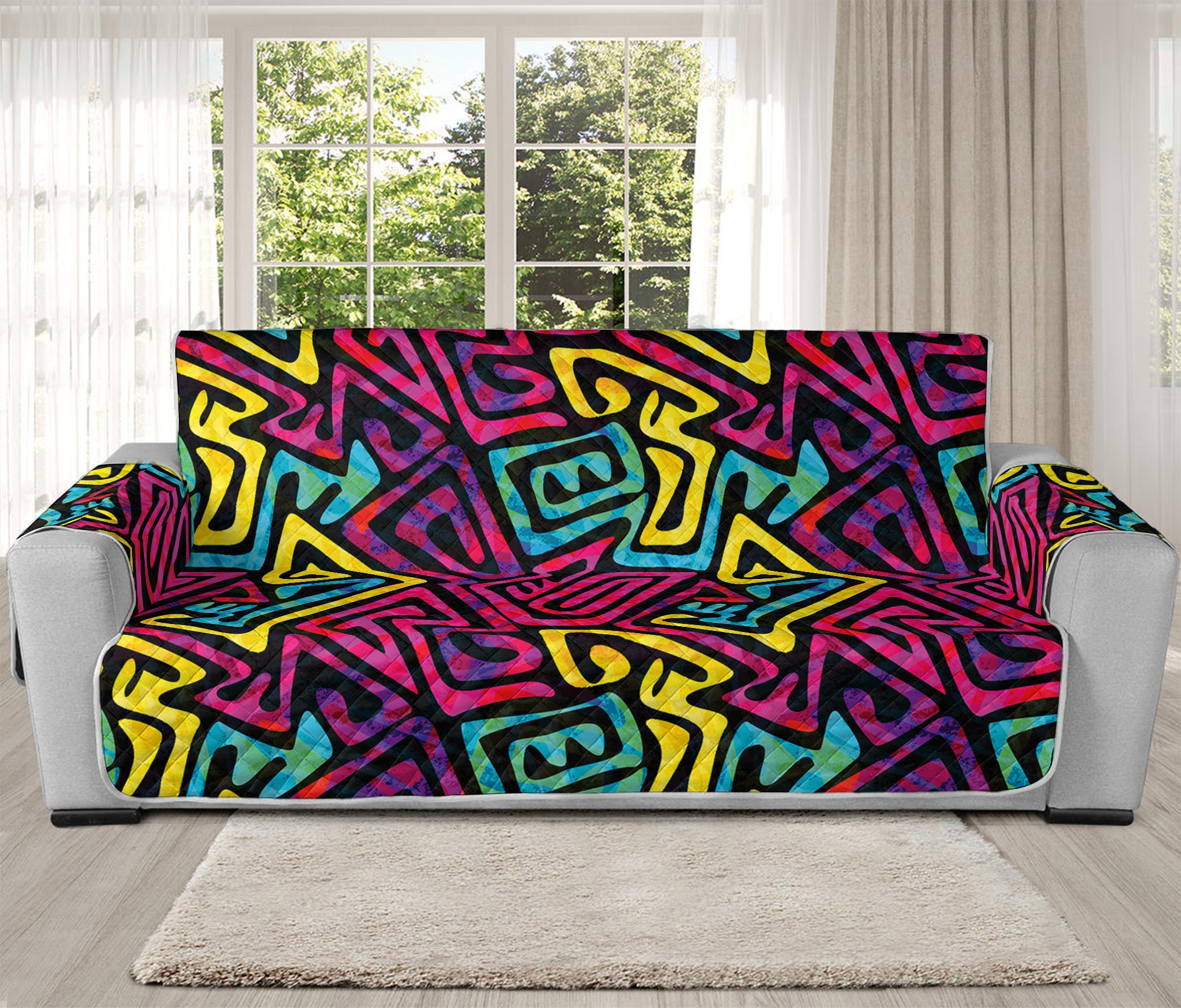 Psychedelic Funky Pattern Print Oversized Sofa Protector