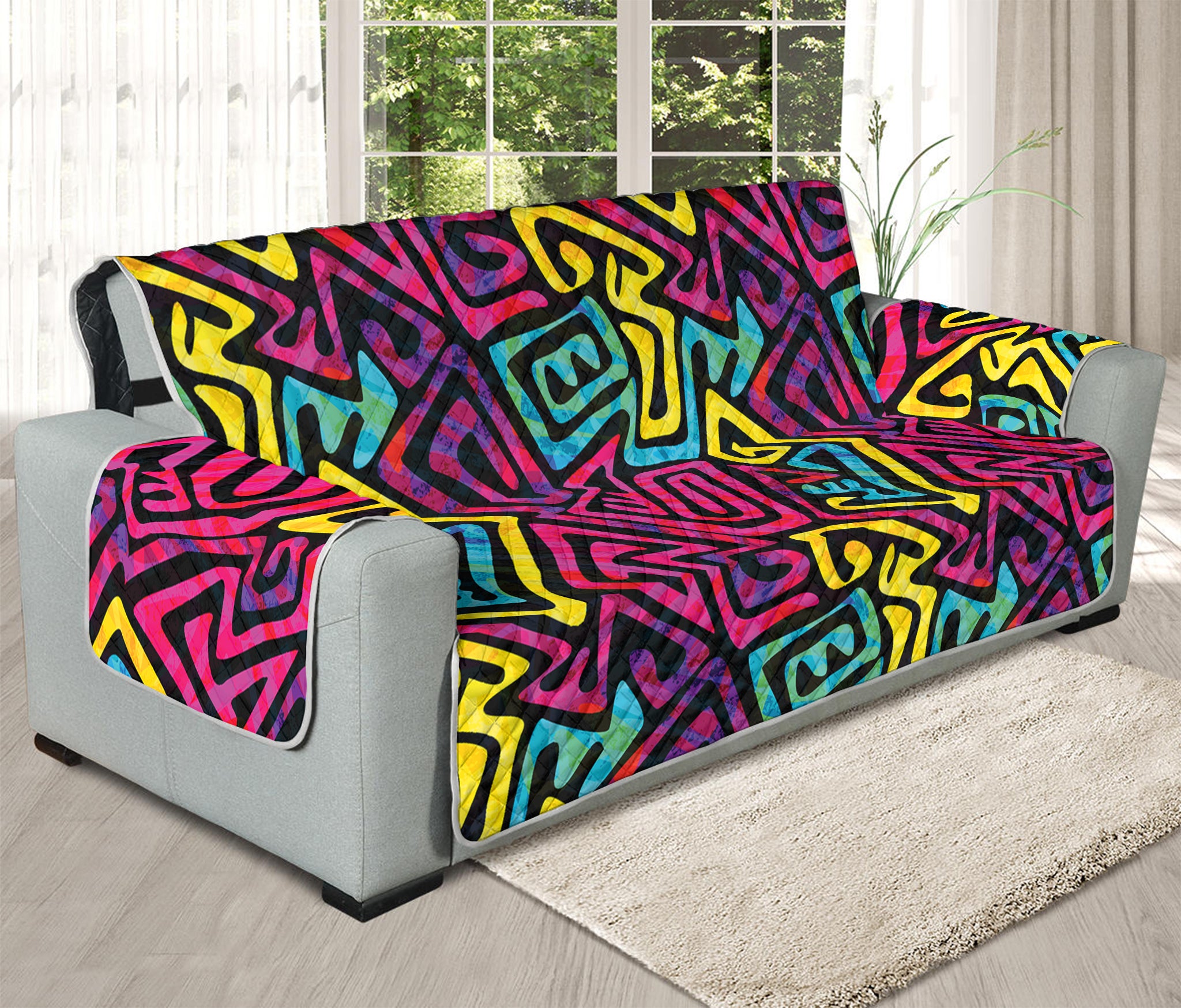 Psychedelic Funky Pattern Print Oversized Sofa Protector