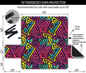 Psychedelic Funky Pattern Print Oversized Sofa Protector