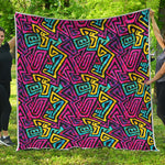 Psychedelic Funky Pattern Print Quilt