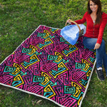 Psychedelic Funky Pattern Print Quilt