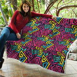 Psychedelic Funky Pattern Print Quilt