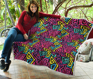 Psychedelic Funky Pattern Print Quilt