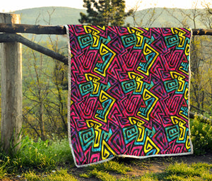 Psychedelic Funky Pattern Print Quilt