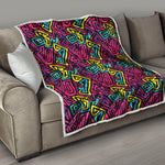 Psychedelic Funky Pattern Print Quilt