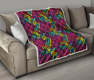 Psychedelic Funky Pattern Print Quilt