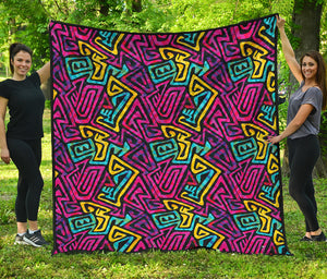 Psychedelic Funky Pattern Print Quilt