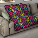 Psychedelic Funky Pattern Print Quilt