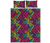 Psychedelic Funky Pattern Print Quilt Bed Set