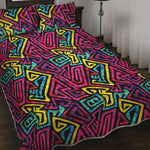 Psychedelic Funky Pattern Print Quilt Bed Set