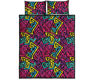 Psychedelic Funky Pattern Print Quilt Bed Set