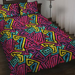 Psychedelic Funky Pattern Print Quilt Bed Set