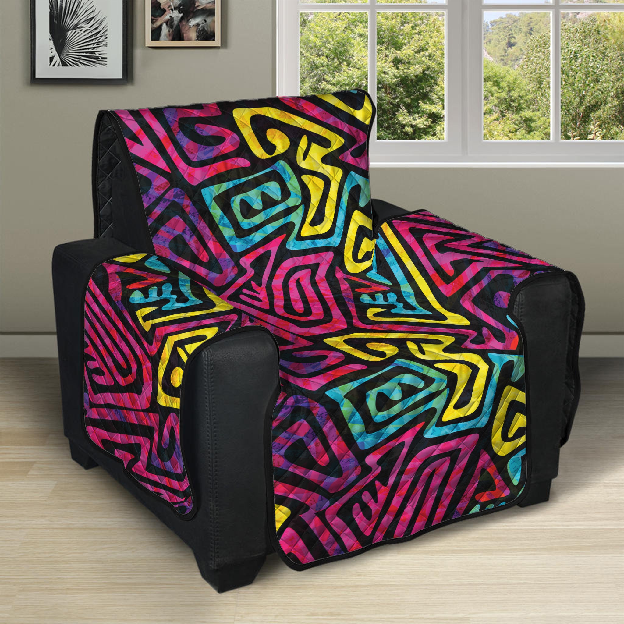 Psychedelic Funky Pattern Print Recliner Protector