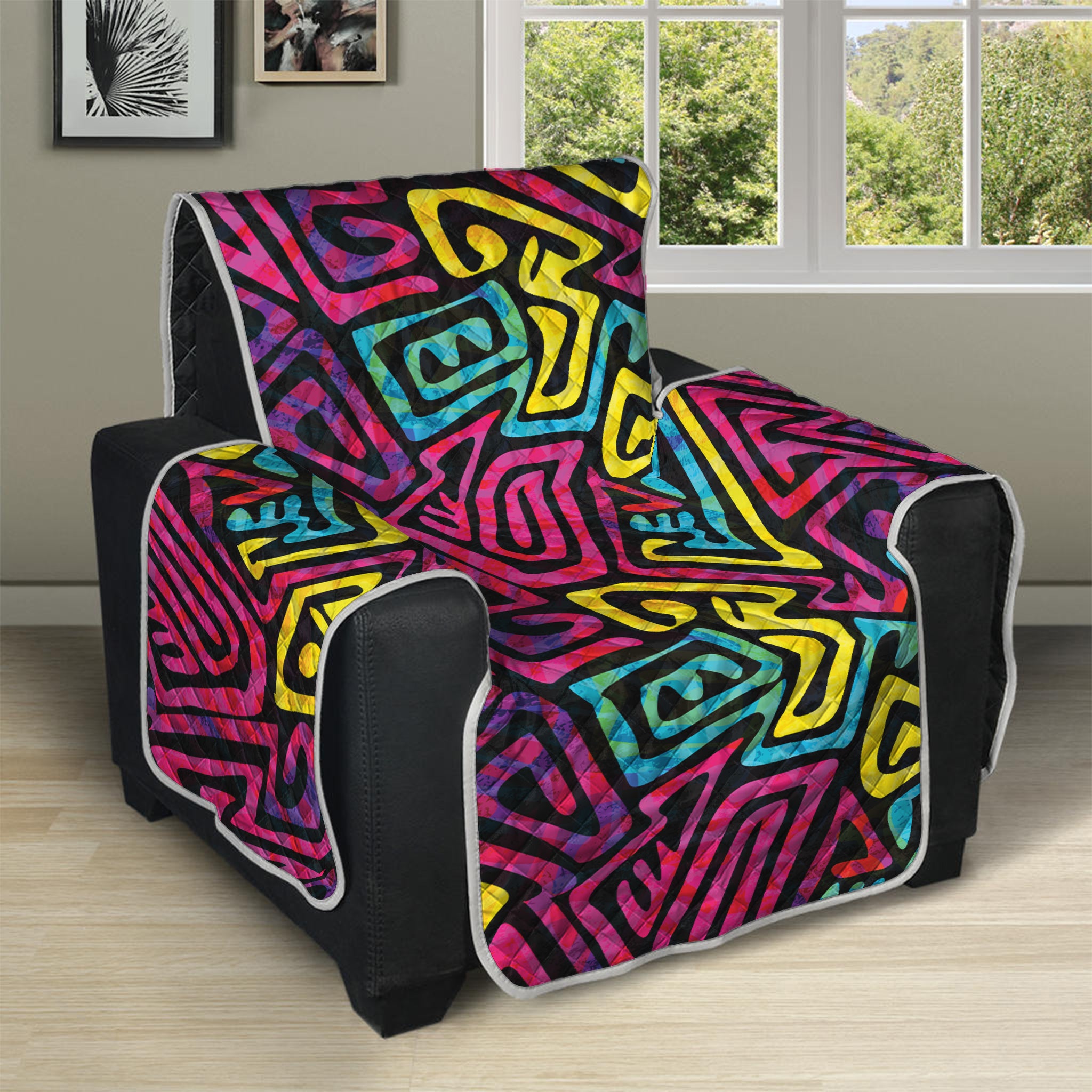 Psychedelic Funky Pattern Print Recliner Protector