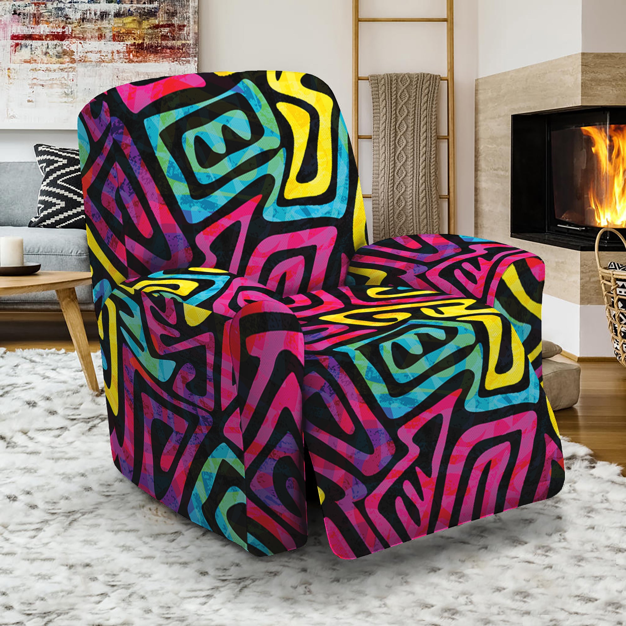 Psychedelic Funky Pattern Print Recliner Slipcover