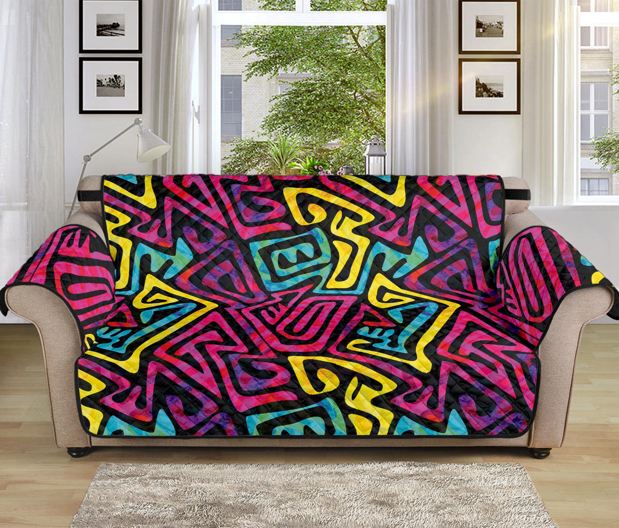 Psychedelic Funky Pattern Print Sofa Protector