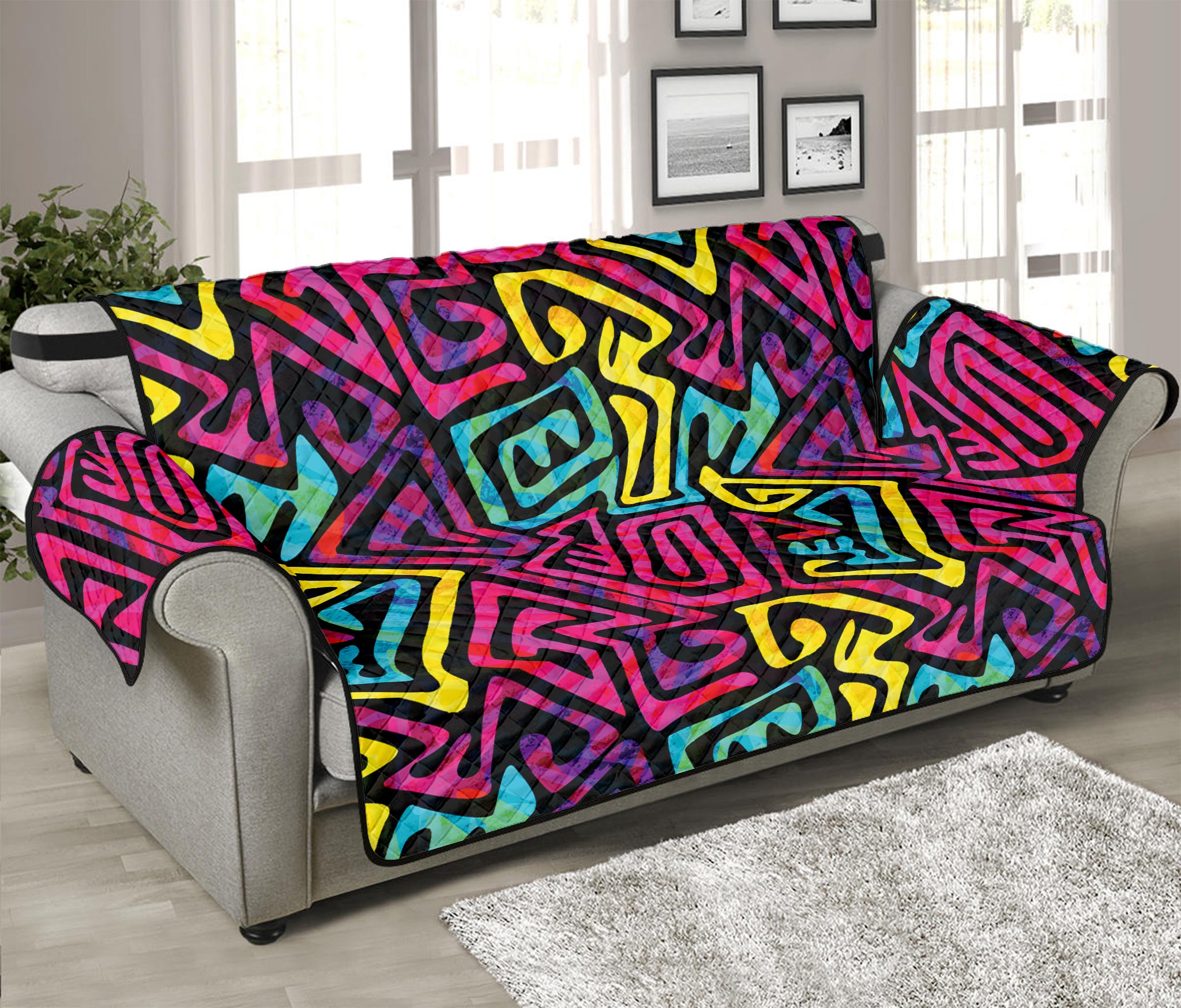 Psychedelic Funky Pattern Print Sofa Protector