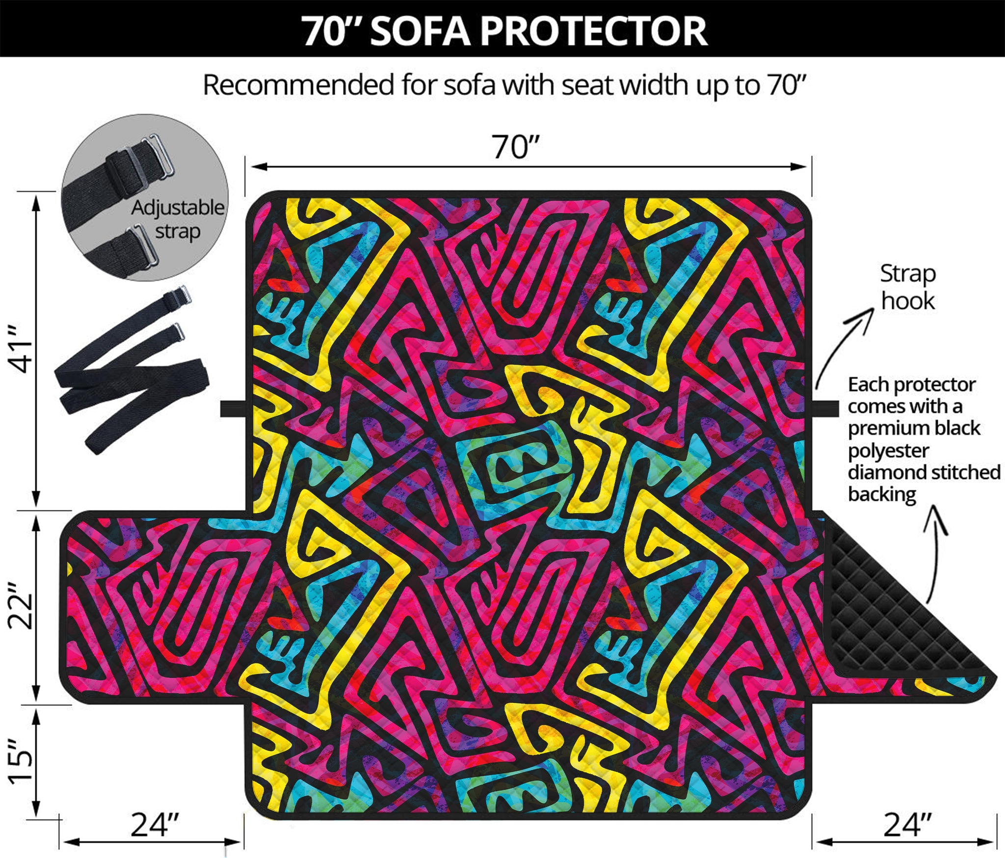 Psychedelic Funky Pattern Print Sofa Protector