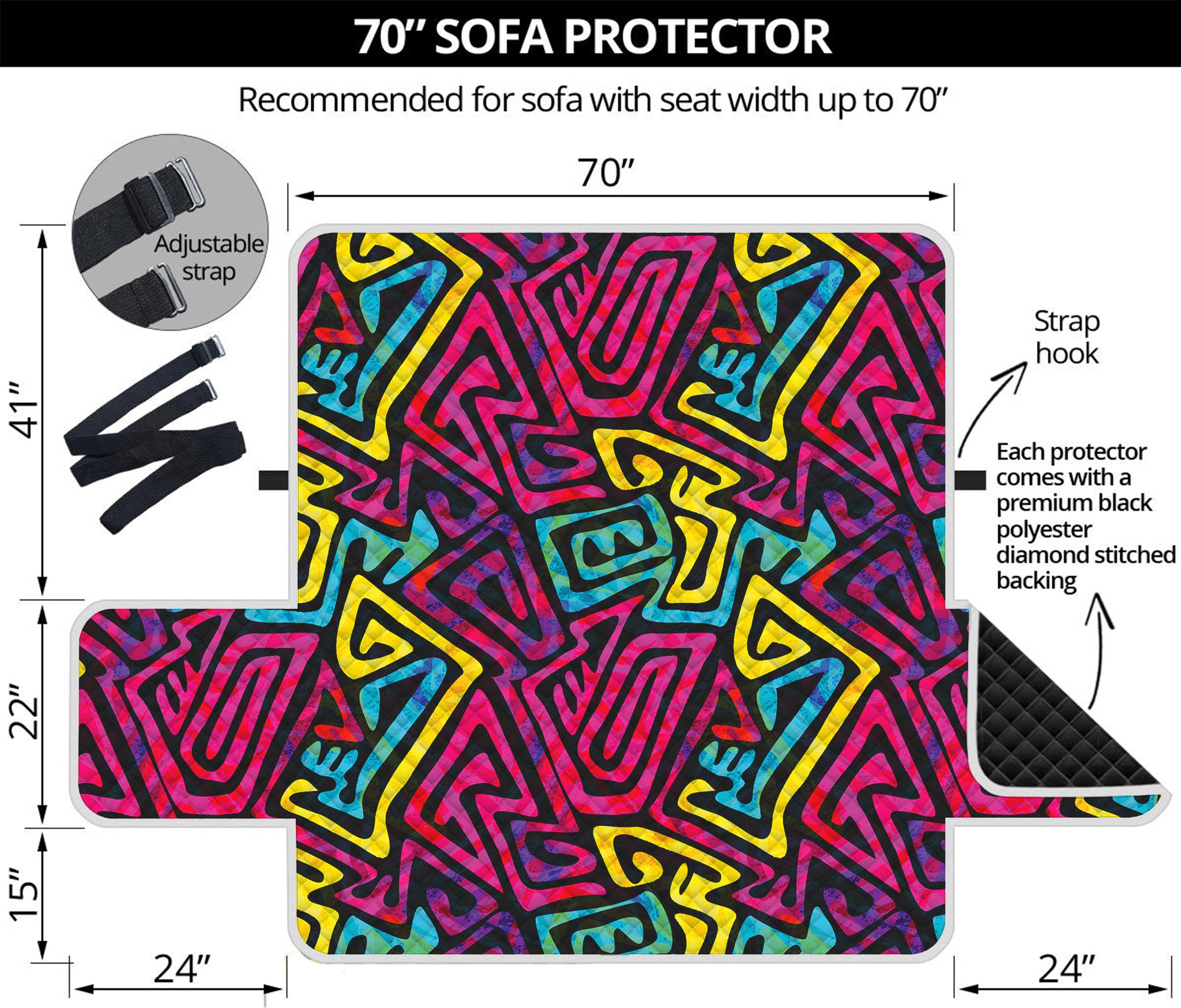 Psychedelic Funky Pattern Print Sofa Protector