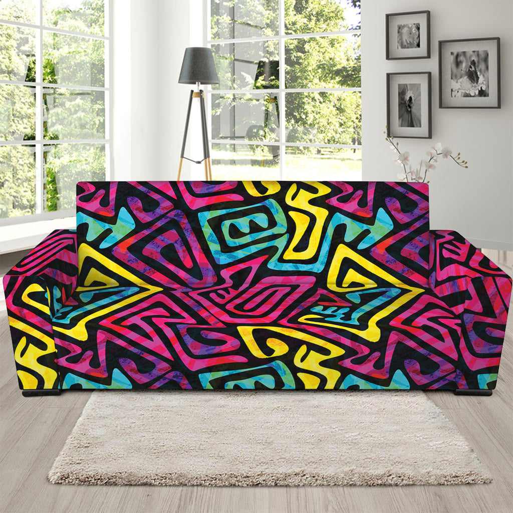 Psychedelic Funky Pattern Print Sofa Slipcover