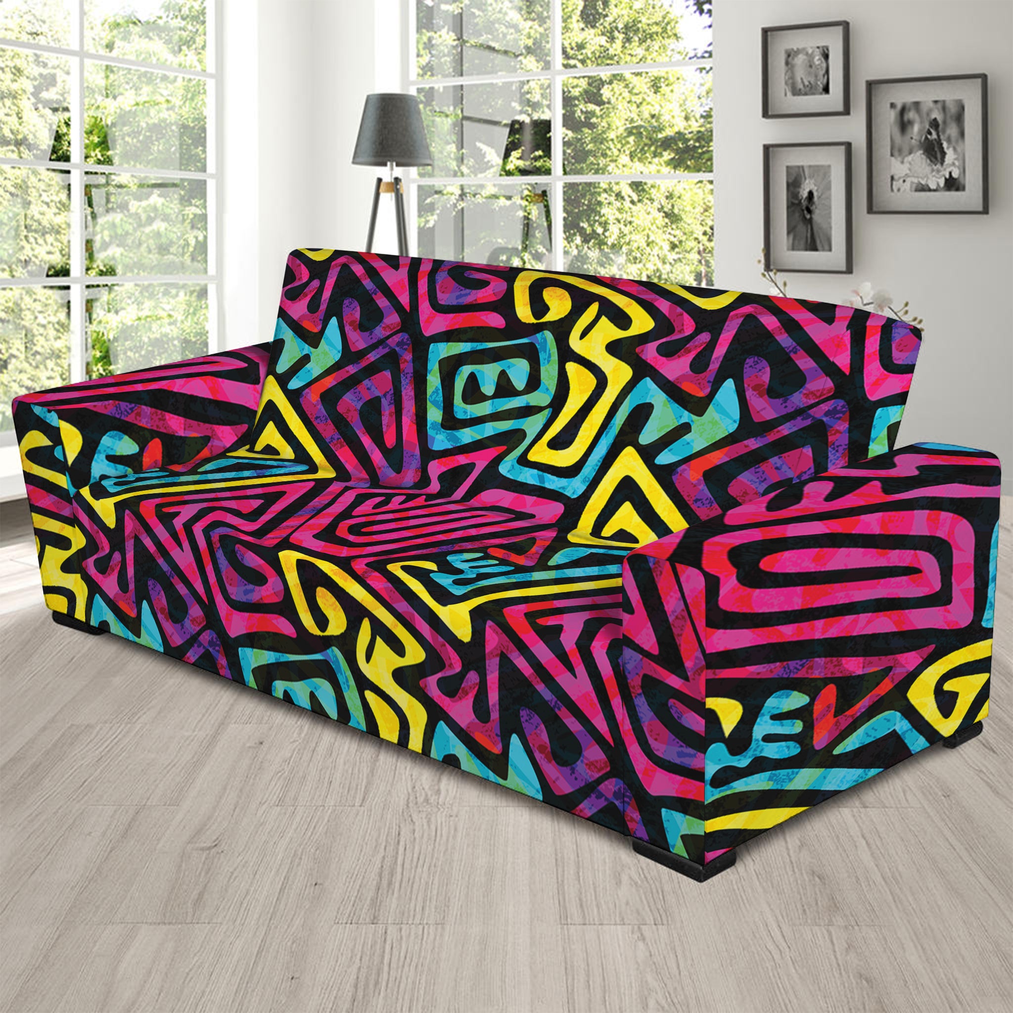 Psychedelic Funky Pattern Print Sofa Slipcover