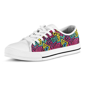 Psychedelic Funky Pattern Print White Low Top Shoes