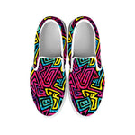 Psychedelic Funky Pattern Print White Slip On Shoes