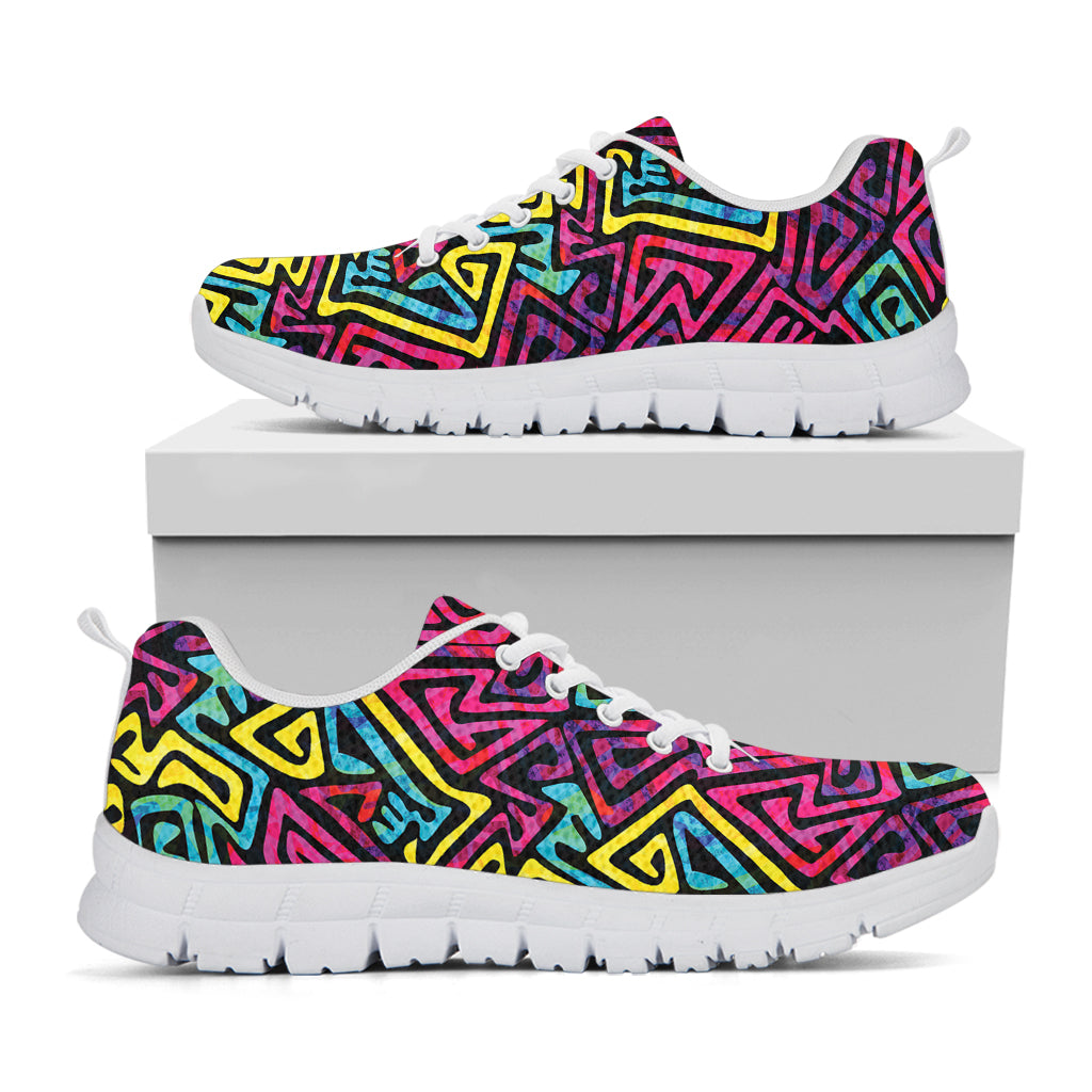 Psychedelic Funky Pattern Print White Sneakers