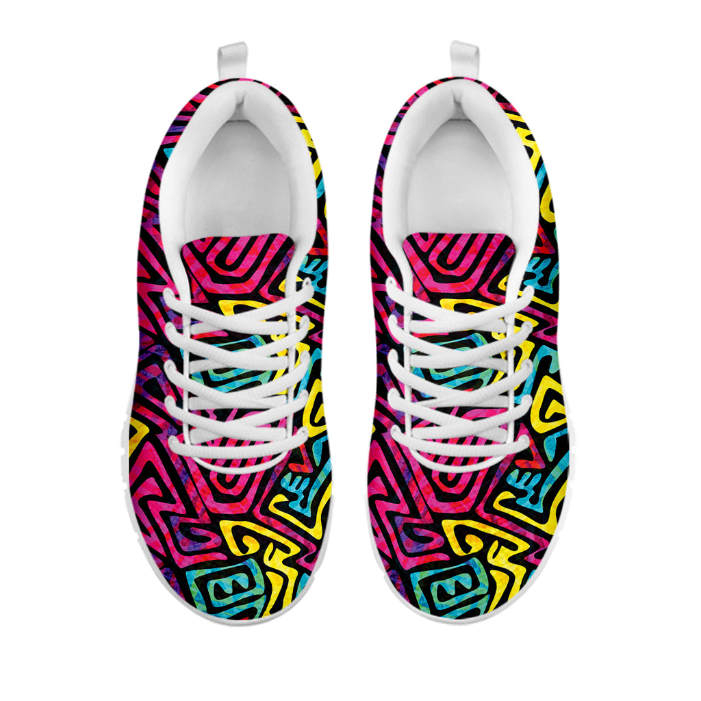 Psychedelic Funky Pattern Print White Sneakers