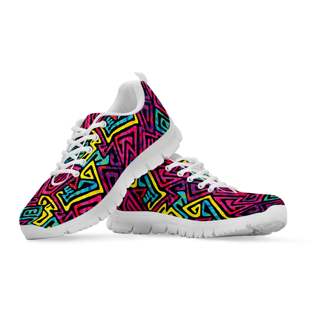 Psychedelic Funky Pattern Print White Sneakers