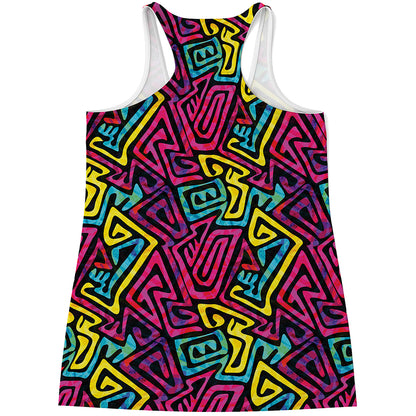 Psychedelic Funky Pattern Print Women's Racerback Tank Top