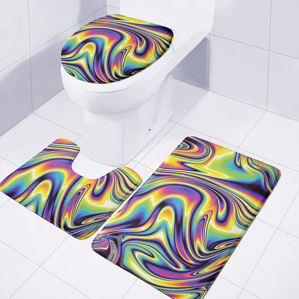 Psychedelic Gradient Print 3 Piece Bath Mat Set