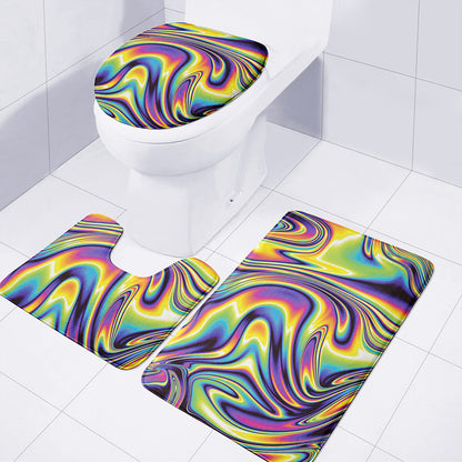 Psychedelic Gradient Print 3 Piece Bath Mat Set