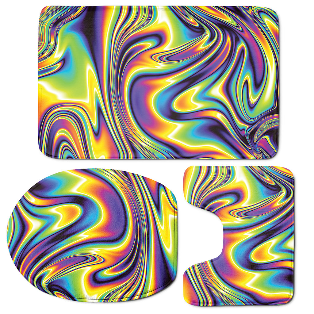 Psychedelic Gradient Print 3 Piece Bath Mat Set