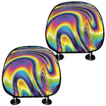 Psychedelic Gradient Print Car Headrest Covers