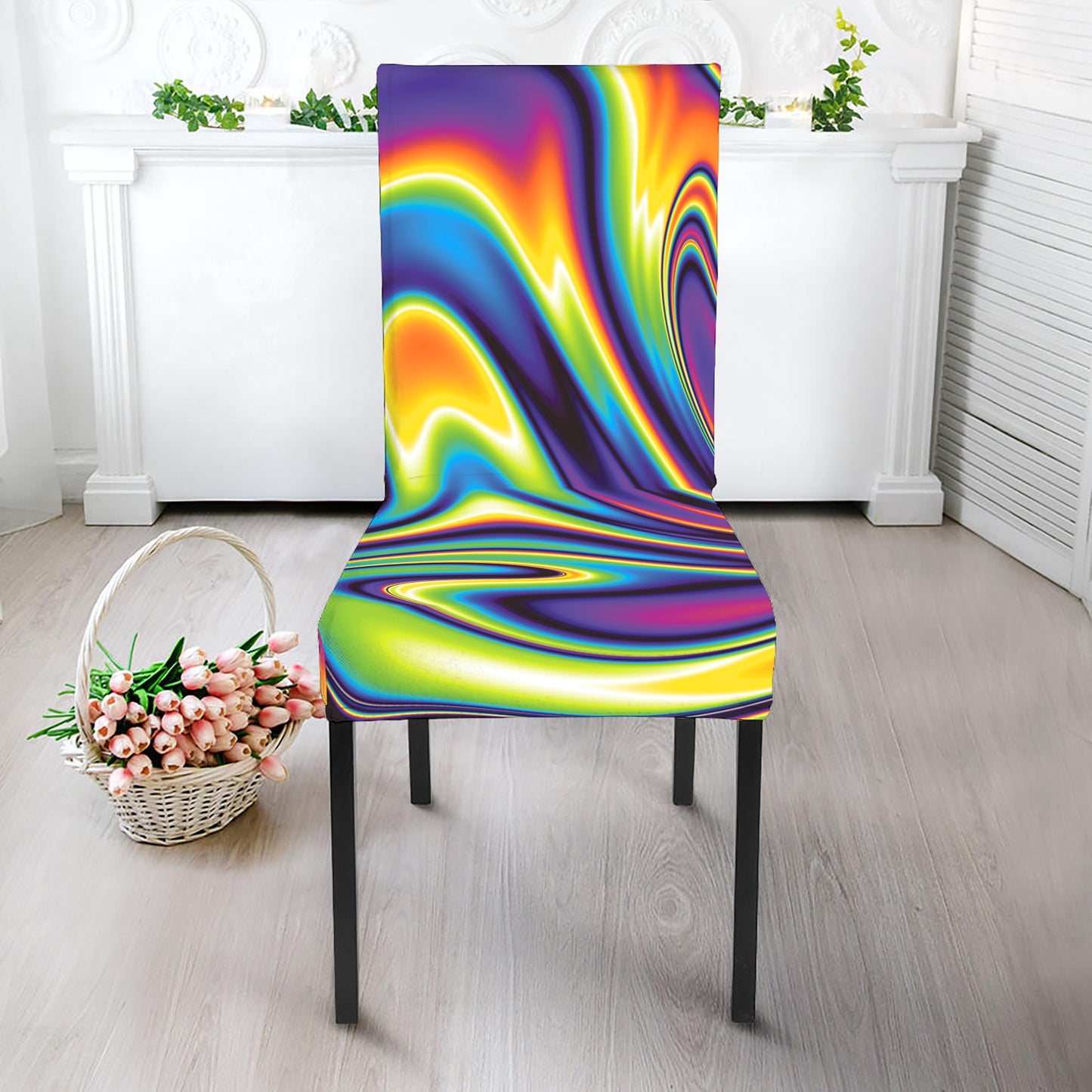 Psychedelic Gradient Print Dining Chair Slipcover