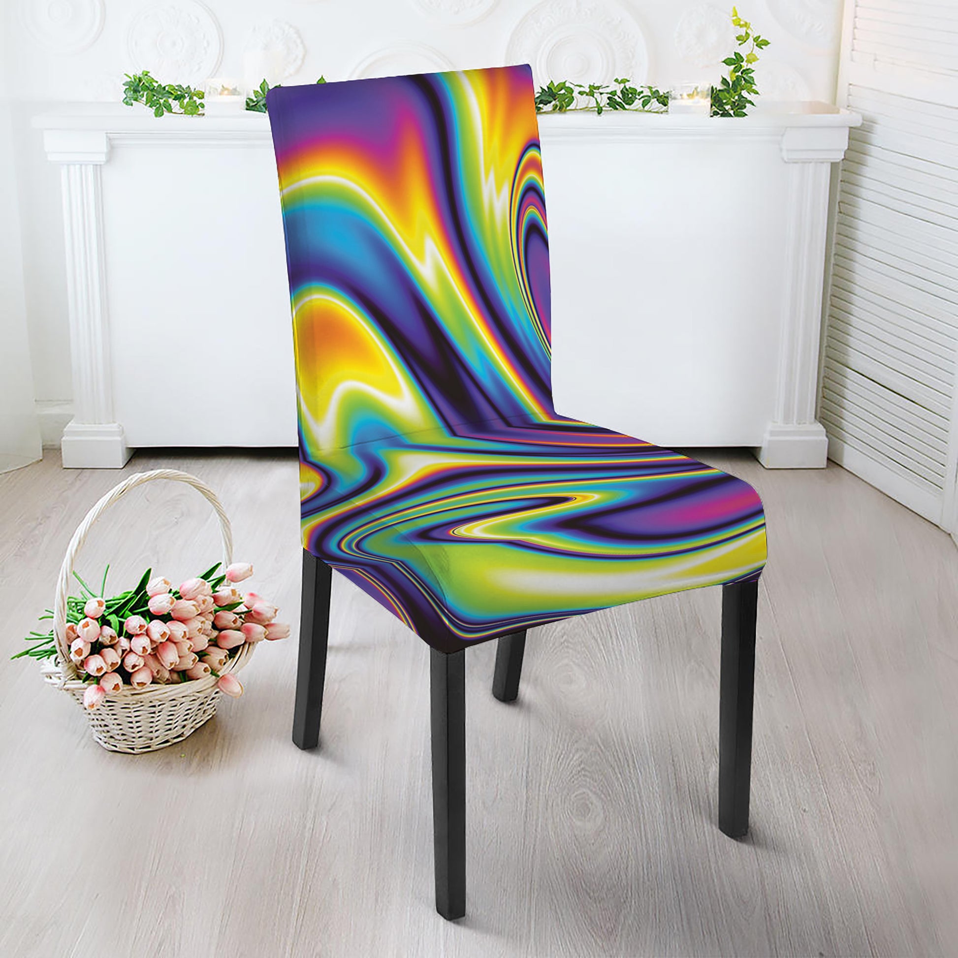 Psychedelic Gradient Print Dining Chair Slipcover