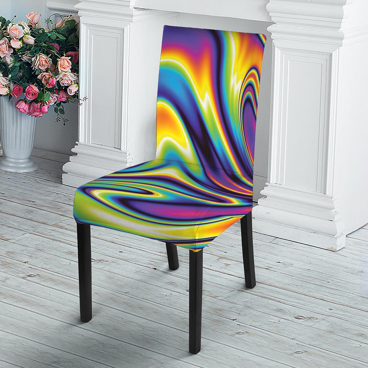 Psychedelic Gradient Print Dining Chair Slipcover