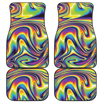 Psychedelic Gradient Print Front and Back Car Floor Mats